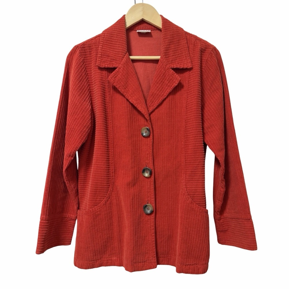 VTG Habitat Womens Corduroy Button Up Jacket Size S‎ Orange Boho Artsy Retro 70s